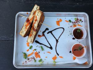 Vegan Disco! Vegan cheese with tofu, carrots and Kimchi!  at The Grilled Cheese Gallery in Hyannis