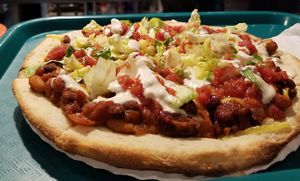 TACO PIZZA at The Jazzy Vegetarian Vegan Cafe in Hendersonville
