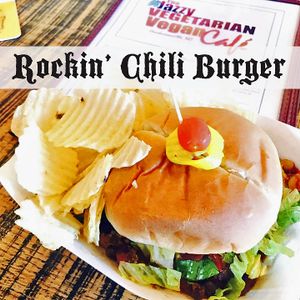 CHILI BURGER at The Jazzy Vegetarian Vegan Cafe in Hendersonville