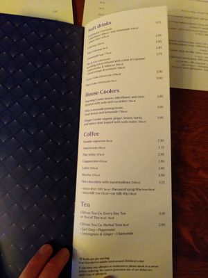 Drinks menu - soft drinks (May 2022) at The Cosy Club in York