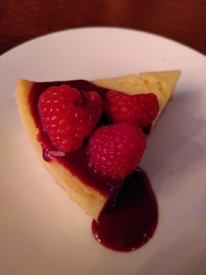 Vegan raspberry cheesecake (May 2022) at The Cosy Club in York