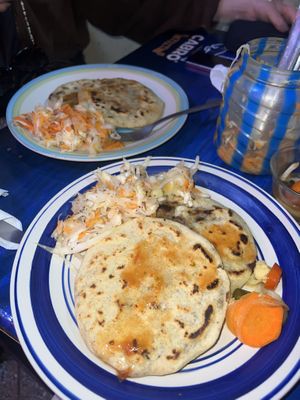 With spinach and mushrooms (+ bean paste)   at Chero's Pupuseria in Panajachel
