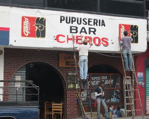 In 2014 -- the day to repaint the sign at Chero's Pupuseria in Panajachel