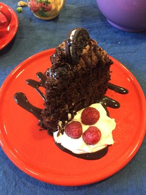 Indulgent chocolate cake at Nooch in Matlock