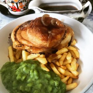 Seitan pie with minted peas! Absolutely delicious! at Nooch in Matlock