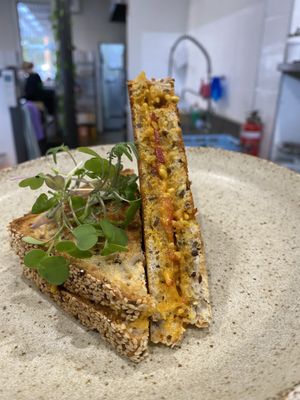 Pumpkin and capsicum toasty   at Feast in Geelong