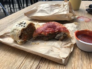 Pepper Steak Pie & Sausage Roll ! at Feast in Geelong