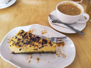 Mango tofu-cake at Naturalna in Bydgoszcz