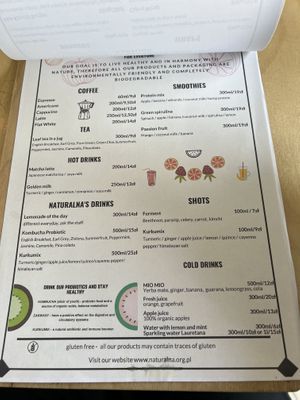 Menu in English  at Naturalna in Bydgoszcz