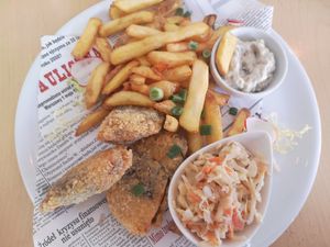 Celery fish and chips at Naturalna in Bydgoszcz