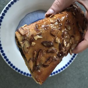 A very generously sized coffee cake roll at Biggi's Organic Breads in Bangor