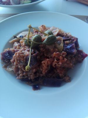 risotto with cabbage, leeks and bulgur!  at Marilion in Lefkada