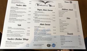 The menu  at Fowlers in Malahide