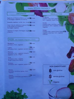 Menu at Al Carmine in Padua