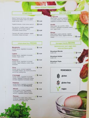 vegan menu at Al Carmine in Padua