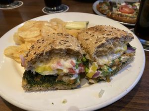 Vegan pesto chicken sandwich  at Pizza Luce in St Paul