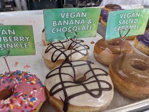Top row is vegan at Colorado Donuts in Los Angeles