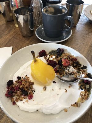 The vegan poached pear was awesome  at The Proprietor in Albury