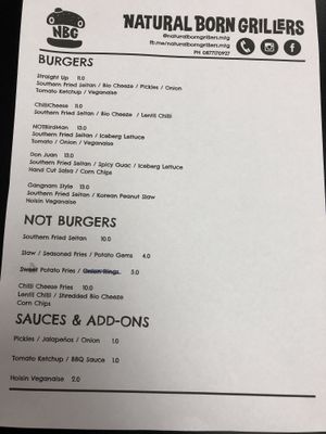 Menu at Natural Born Grillers in Mount Gambier
