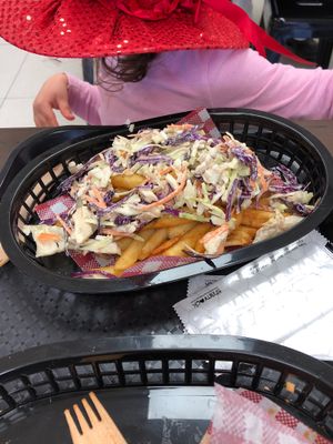 Fries with slaw on top!! Great for kids.  at Natural Born Grillers in Mount Gambier