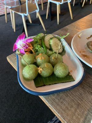Vegan starter with Tapioca and Mushrooms  at A Taste of Siam in Hampton