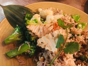 Vegan fried rice yum! at A Taste of Siam in Hampton
