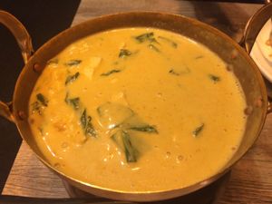 Betel leaf curry - don’t recommend this. Needs veggies, no veggies in this at all. Just big leaves & tofu. Its a NO from me. at A Taste of Siam in Hampton