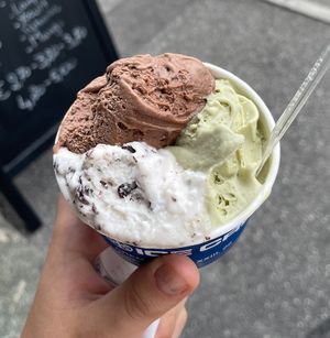 Hazelnut and chocolate, pistachio, straciatella  at Ice Cream in Crema