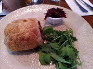 Squashsage and mushroom roll starter (June 2022) at The Kestrel in Knaresborough