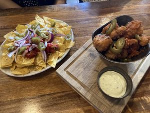 Starters: vegan nachos and cauliflower wings  at So! Bar and Eats in Harrogate