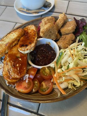 Buddha bowl with extra tempeh  at So! Bar and Eats in Knaresborough
