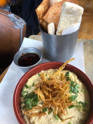 Hummus and pita   at So! Bar and Eats in Knaresborough