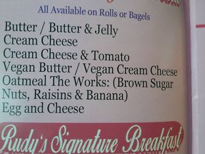 Menu at Rudy's in Ridgewood