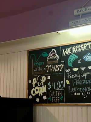 Vegan soft serve sign 🙏  at Ben & Bill's Chocolate Emporium in Oak Bluffs