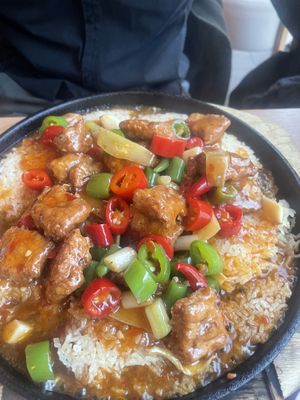 Mock beef and crispy rice  at RuGa Bistro in Birmingham