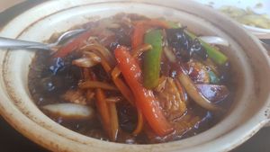 Mixed vegetables in yuxiang sauce at RuGa Bistro in Birmingham