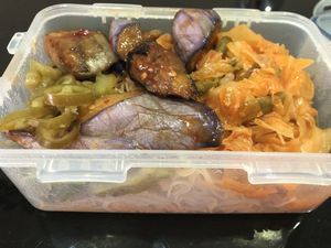 bee hoon set: curry veg, bitter gourd, egg plant 👍🏻👍🏻👍🏻 at Vegetarian Stall - Kovan 209 in Northeast Singapore