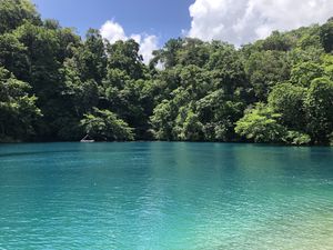 The famous Blue Lagoon! at Go Natural Jamaica in Portland