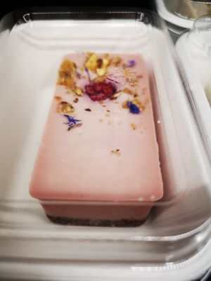 Raw Raspberry Choc Chip Cheesecake at The Crooked Carrot in Myalup