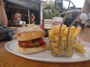 Vegan burger at The Crooked Carrot in Myalup