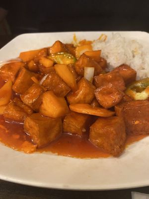 Sweet and sour tofu  at Ram's Restaurant in Wellington