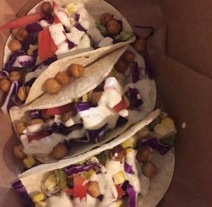 This is the amazing rainbow tacos  at Lady and the Shallot in Ewing