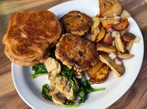 Vegan Fill-Up breakfast plate   at Sunrise Cafe in Yellow Springs