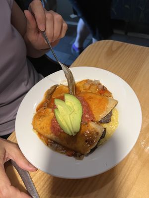 Black bean hummus enchiladas  at Sunrise Cafe in Yellow Springs