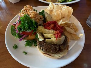Vegan Vick’s burger   at Sunrise Cafe in Yellow Springs