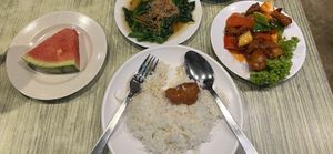 2 sweet meals here $12 & 15. Both comes with rice and fruit  at R&J Cosy Corner 自在齋 - Boon Keng in Central Singapore