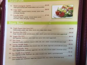 Menu at Goji Cafe in Dallas