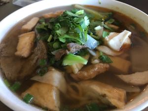 Golden noodles, Delight veggie noodles with yellow eggless noodles. My 7 yo loves this and gets it every time! at Goji Cafe in Dallas