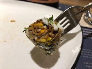 Mushroom and corn rolls at MAYS in Guangzhou