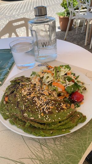 Vegan green “omelette" at Pulse in Crete